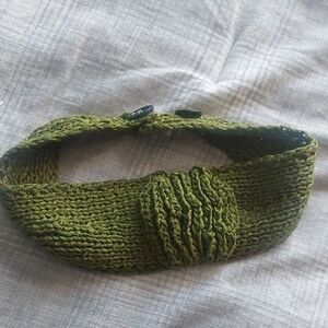 Olive Green Knit Crochet Headband